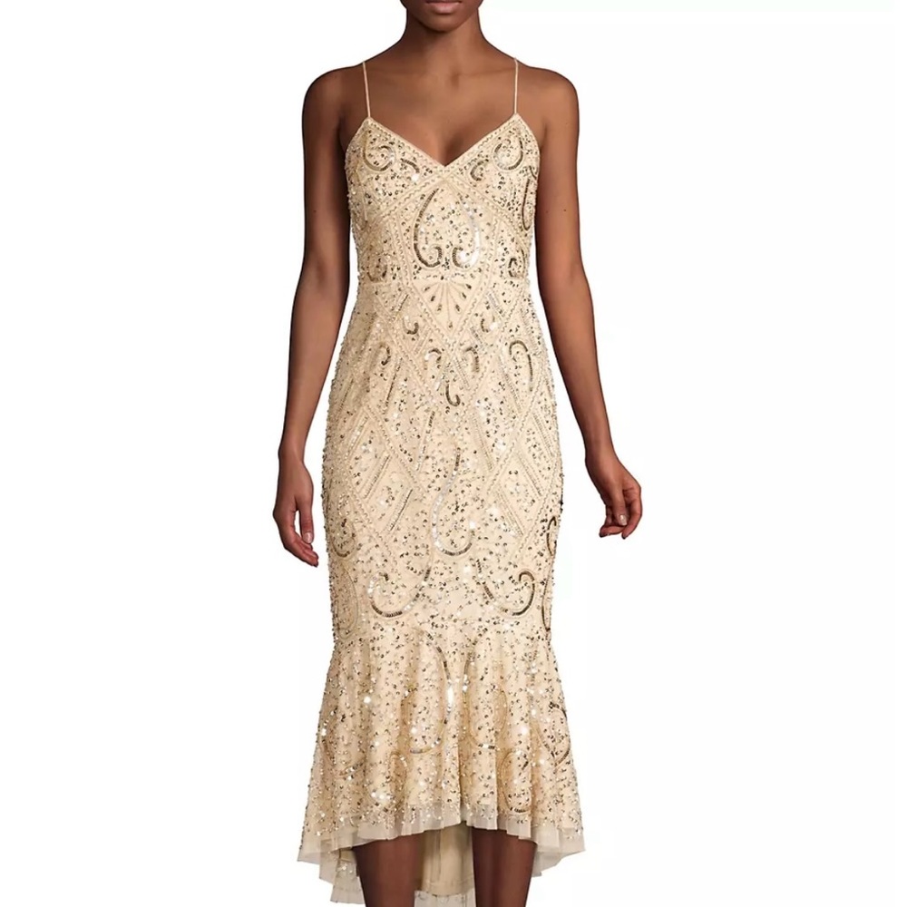 Aiden Mattox beaded sleeveless midi dress